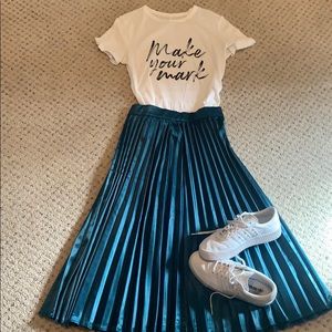 Dark Turquoise Pleated Skirt-Size M